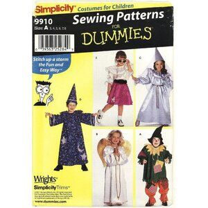 Simplicity 9910 Childrens Sewing Patterns Wizard & Angel Costumes Size A 3-8
